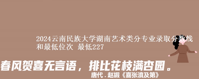 2024云南民族大学湖南艺术类分专业录取分数线和最低位次 最低227
