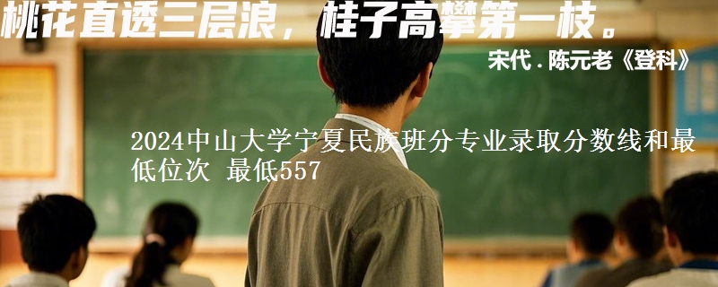 2024中山大学宁夏民族班分专业录取分数线和最低位次 最低557