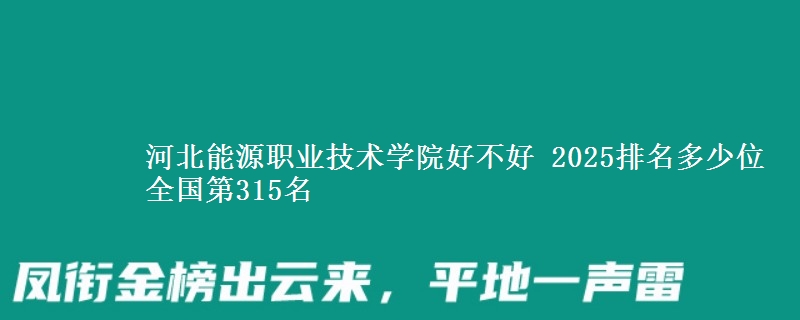河北能源职业技术学院好不好 2025排名多少位 全国第315名