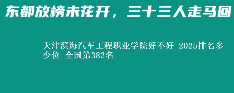 天津滨海汽车工程职业学院好不好 2025排名多少位 全国第382名