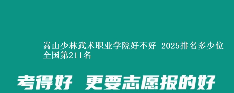 嵩山少林武术职业学院好不好 2025排名多少位 全国第211名