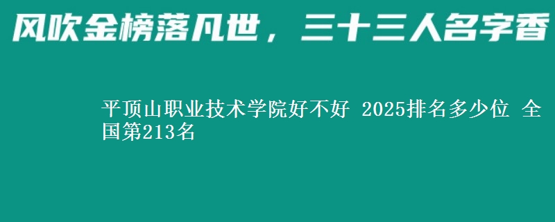 平顶山职业技术学院好不好 2025排名多少位 全国第213名