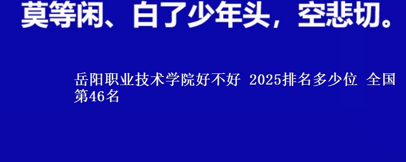 岳阳职业技术学院好不好 2025排名多少位 全国第46名