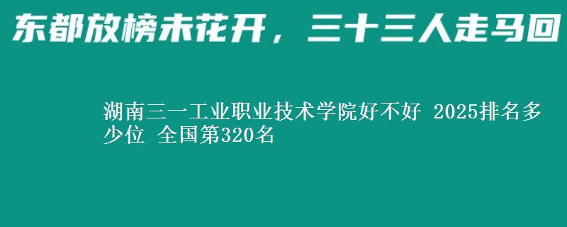 湖南三一工业职业技术学院好不好 2025排名多少位 全国第320名