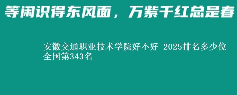 安徽交通职业技术学院好不好 2025排名多少位 全国第343名
