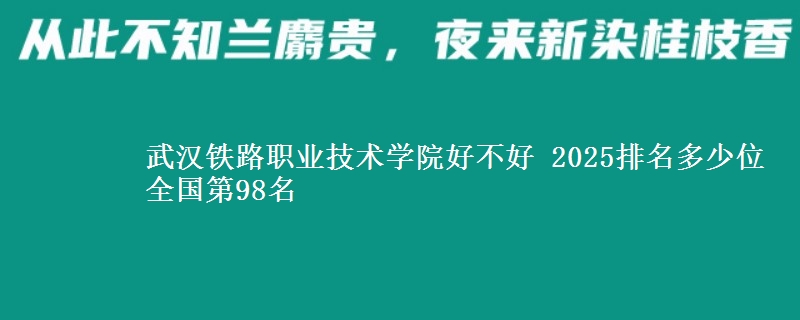 武汉铁路职业技术学院好不好 2025排名多少位 全国第98名