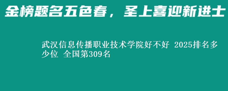 武汉信息传播职业技术学院好不好 2025排名多少位 全国第309名