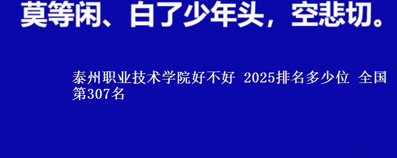 泰州职业技术学院好不好 2025排名多少位 全国第307名