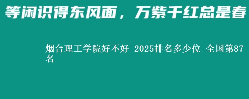 烟台理工学院好不好 2025排名多少位 全国第87名