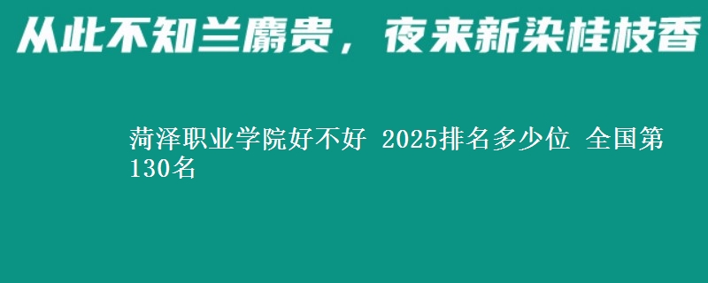 菏泽职业学院好不好 2025排名多少位 全国第130名