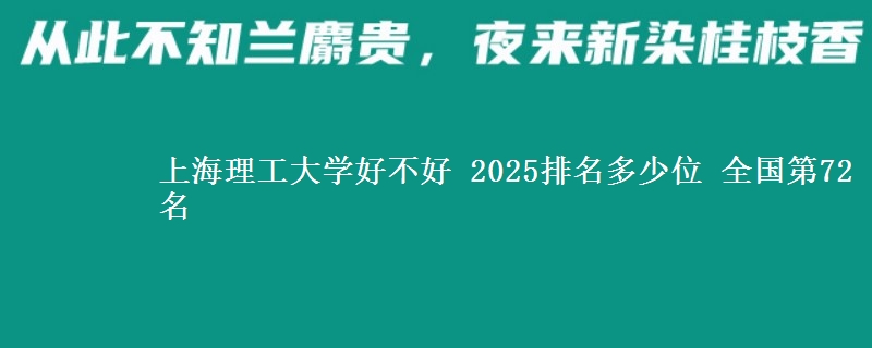 上海理工大学好不好 2025排名多少位 全国第72名
