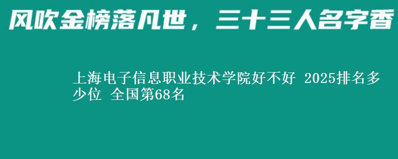 上海电子信息职业技术学院好不好 2025排名多少位 全国第68名