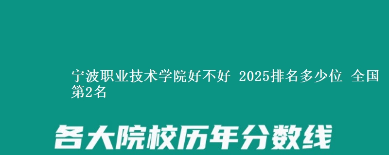 宁波职业技术学院好不好 2025排名多少位 全国第2名