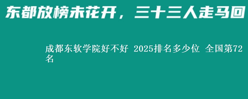 成都东软学院好不好 2025排名多少位 全国第72名