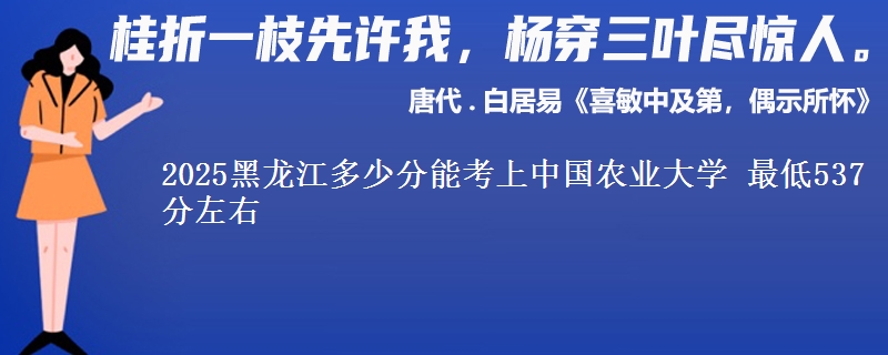 2025黑龙江多少分能考上中国农业大学 最低537分左右