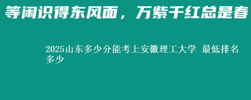 2025山东多少分能考上安徽理工大学 最低排名多少