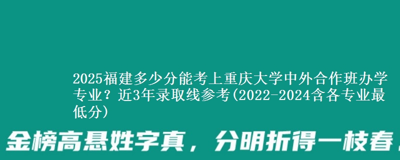 2025福建多少分能考上重庆大学中外合作班办学专业？近3年录取线参考(2022-2024含各专业最低分)