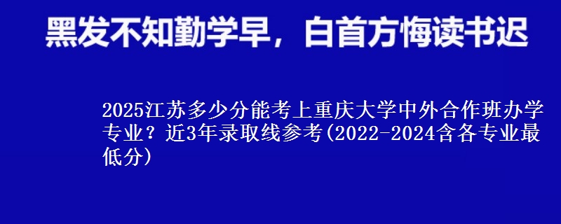 2025江苏多少分能考上重庆大学中外合作班办学专业？近3年录取线参考(2022-2024含各专业最低分)