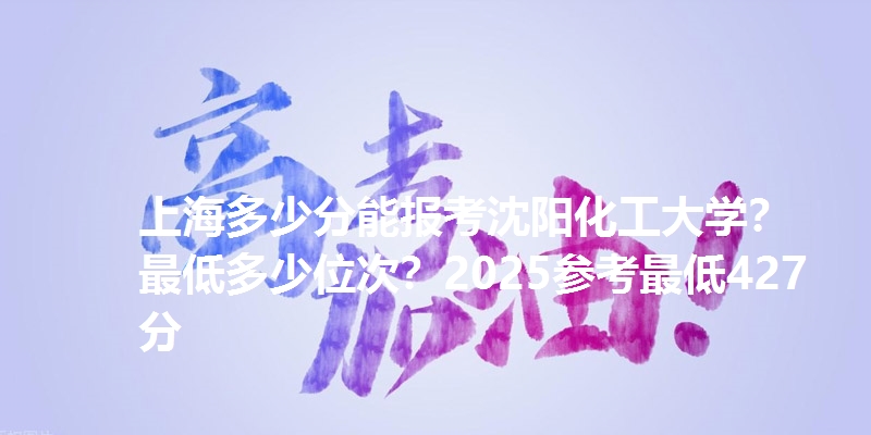 上海多少分能报考沈阳化工大学?最低多少位次?2025参考最低427分