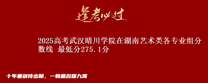 2025年武汉晴川学院在湖南艺术类分数线：最低275.1分