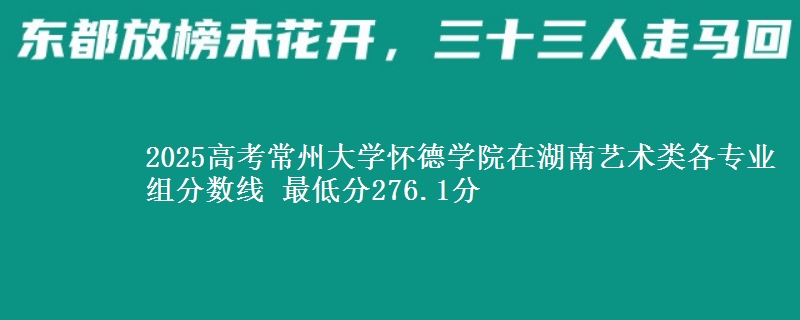 2025年常州大学怀德学院在湖南艺术类分数线：最低276.1分