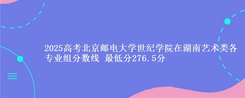 2025年北京邮电大学世纪学院在湖南艺术类分数线：最低276.5分