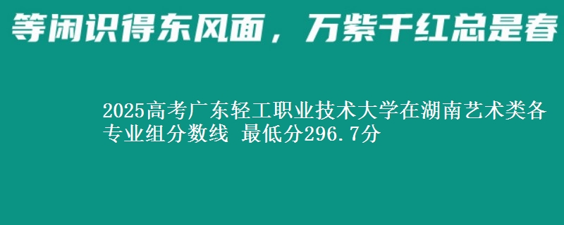 2025年广东轻工职业技术大学在湖南艺术类分数线：最低296.7分