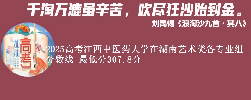 2025年江西中医药大学在湖南艺术类各专业组分数线 最低分307.8分
