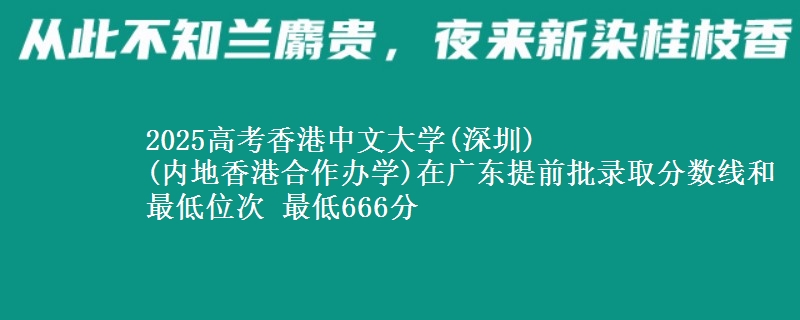2025年香港中文大学(深圳)
(内地香港合作办学)在广东提前批录取分数线和最低位次 最低666分