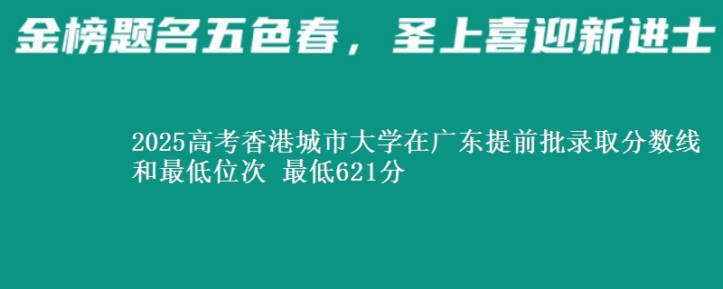 2025年香港城市大学在广东提前批录取分数线和最低位次 最低621分