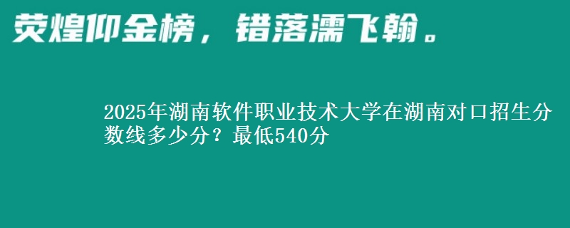 2025年湖南软件职业技术大学在湖南对口招生分数线多少分？最低540分