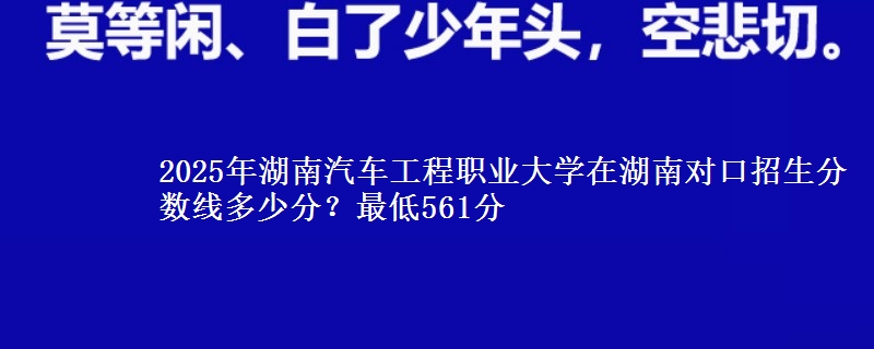 2025年湖南汽车工程职业大学在湖南对口招生分数线多少分？最低561分