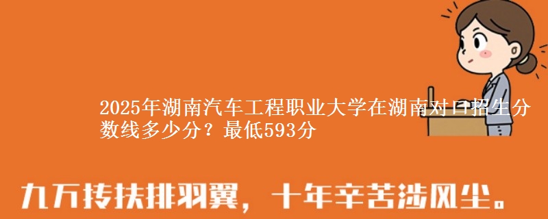 2025年湖南汽车工程职业大学在湖南对口招生分数线多少分？最低593分