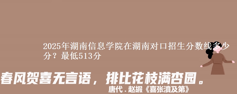 2025年湖南信息学院在湖南对口招生分数线多少分？最低513分