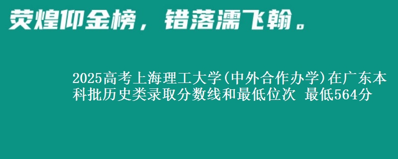 2025年上海理工大学(中外合作办学)在广东历史类录取分数线和最低位次 最低564分
