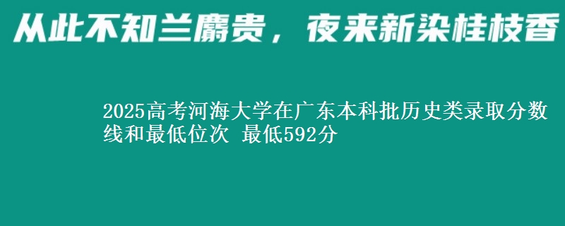 2025年河海大学在广东历史类录取分数线和最低位次 最低592分