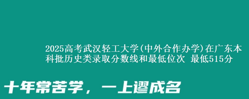 2025年武汉轻工大学(中外合作办学)在广东历史类录取分数线和最低位次 最低515分