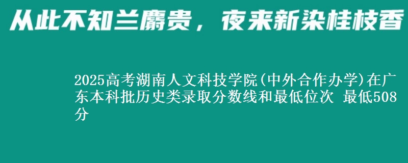 2025年湖南人文科技学院(中外合作办学)在广东历史类录取分数线和最低位次 最低508分