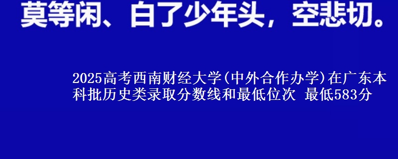 2025年西南财经大学(中外合作办学)在广东历史类录取分数线和最低位次 最低583分