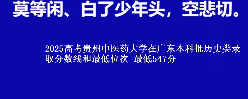2025年贵州中医药大学在广东历史类录取分数线和最低位次 最低547分