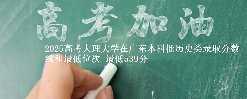 2025年大理大学在广东历史类录取分数线和最低位次 最低539分