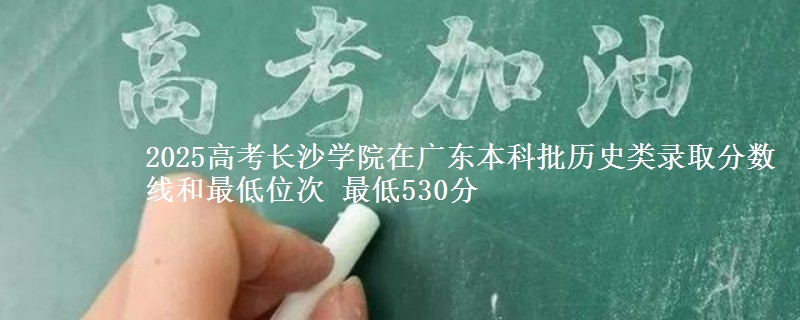 2025年长沙学院在广东历史类录取分数线和最低位次 最低530分