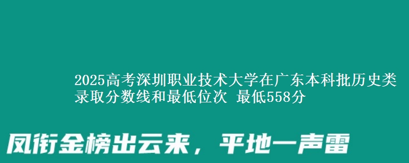 2025年深圳职业技术大学在广东历史类录取分数线和最低位次 最低558分
