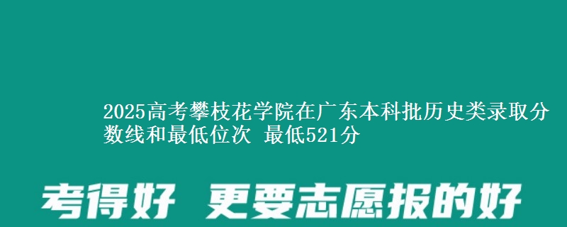 2025年攀枝花学院在广东历史类录取分数线和最低位次 最低521分
