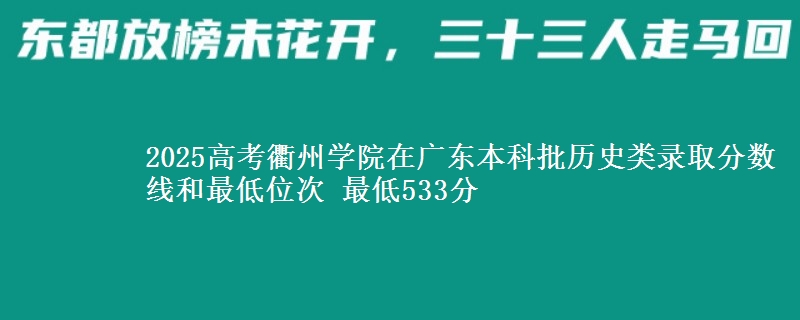 2025年衢州学院在广东历史类录取分数线和最低位次 最低533分