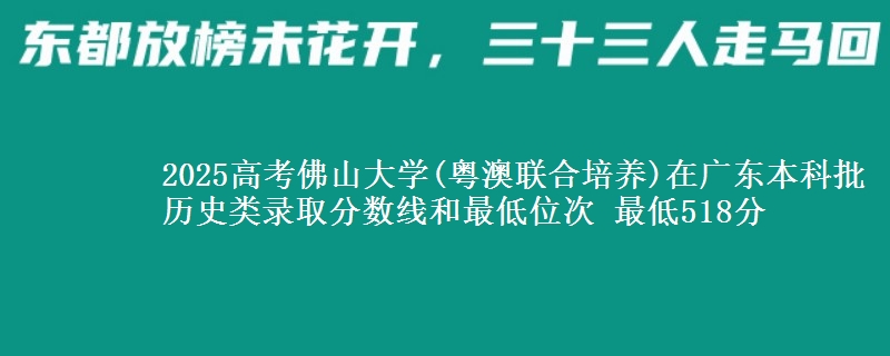 2025年佛山大学(粤澳联合培养)在广东历史类录取分数线和最低位次 最低518分