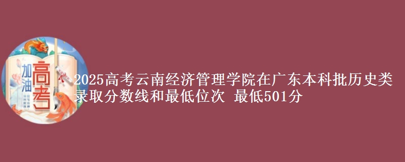 2025年云南经济管理学院在广东历史类录取分数线和最低位次 最低501分