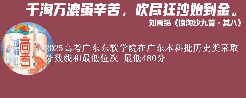 2025年广东东软学院在广东历史类录取分数线和最低位次 最低480分