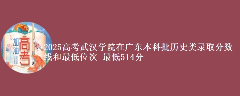 2025年武汉学院在广东历史类录取分数线和最低位次 最低514分