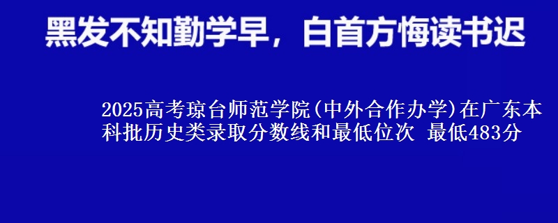 2025年琼台师范学院(中外合作办学)在广东历史类录取分数线和最低位次 最低483分